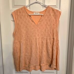 (XL) Indi & Cold Empire Sleeveless Pale Pink Eyelet Top